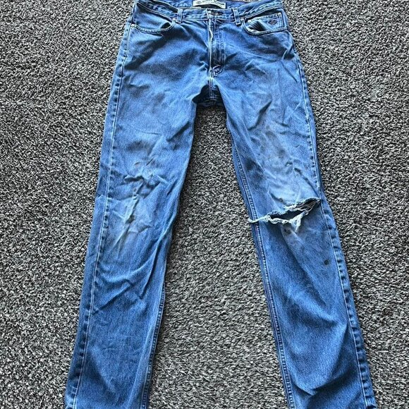 Harley Davidson Straight Leg Bootcut Denim Jeans, Mens 34x36 Pants - Picture 1 of 6